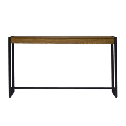 54" Gray Brown and Black Distressed Sled Console Table