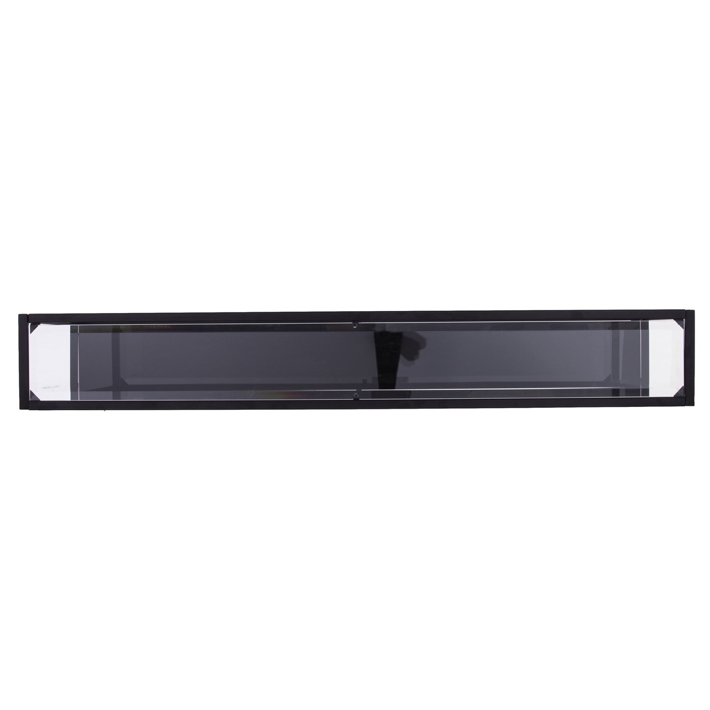 56" Clear and Black Glass Frame Console Table With Shelves
