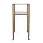 43" Clear and Gold Glass Console Table With Shelves