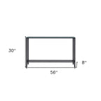 56" Black Mirrored Glass Console Table