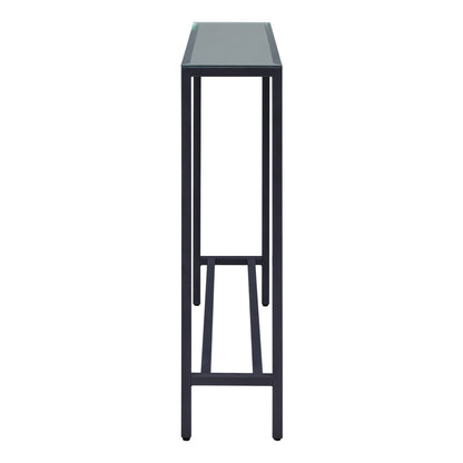 36" Black and Gunmetal Mirrored Glass Console Table