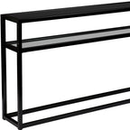 50" Black Glass Frame Console Table With Shelves