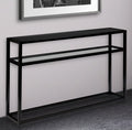 50" Black Glass Frame Console Table With Shelves