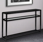 50" Black Glass Frame Console Table With Shelves