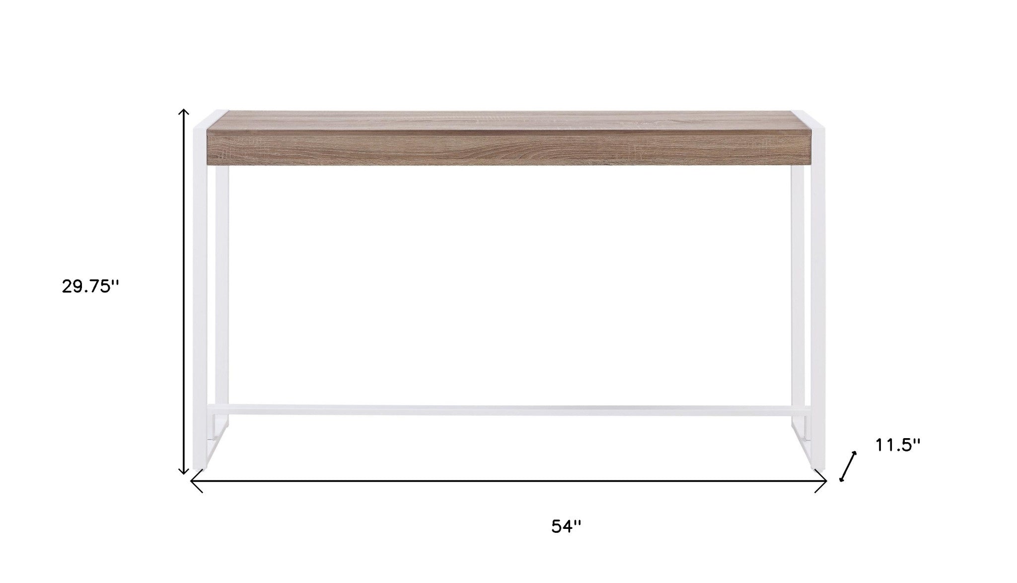 54" Gray Brown and White Sled Console Table