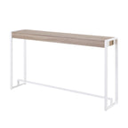 54" Gray Brown and White Sled Console Table