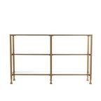 49" Clear and Gold Glass Floor Shelf Console Table With Storage
