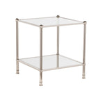 24" Silver Glass And Iron Square Mirrored End Table
