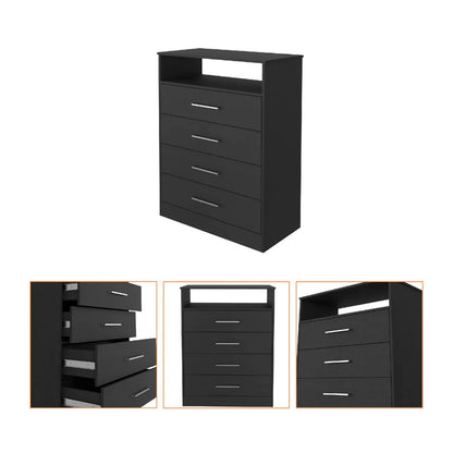 31" Black Four Drawer Vertical Dresser