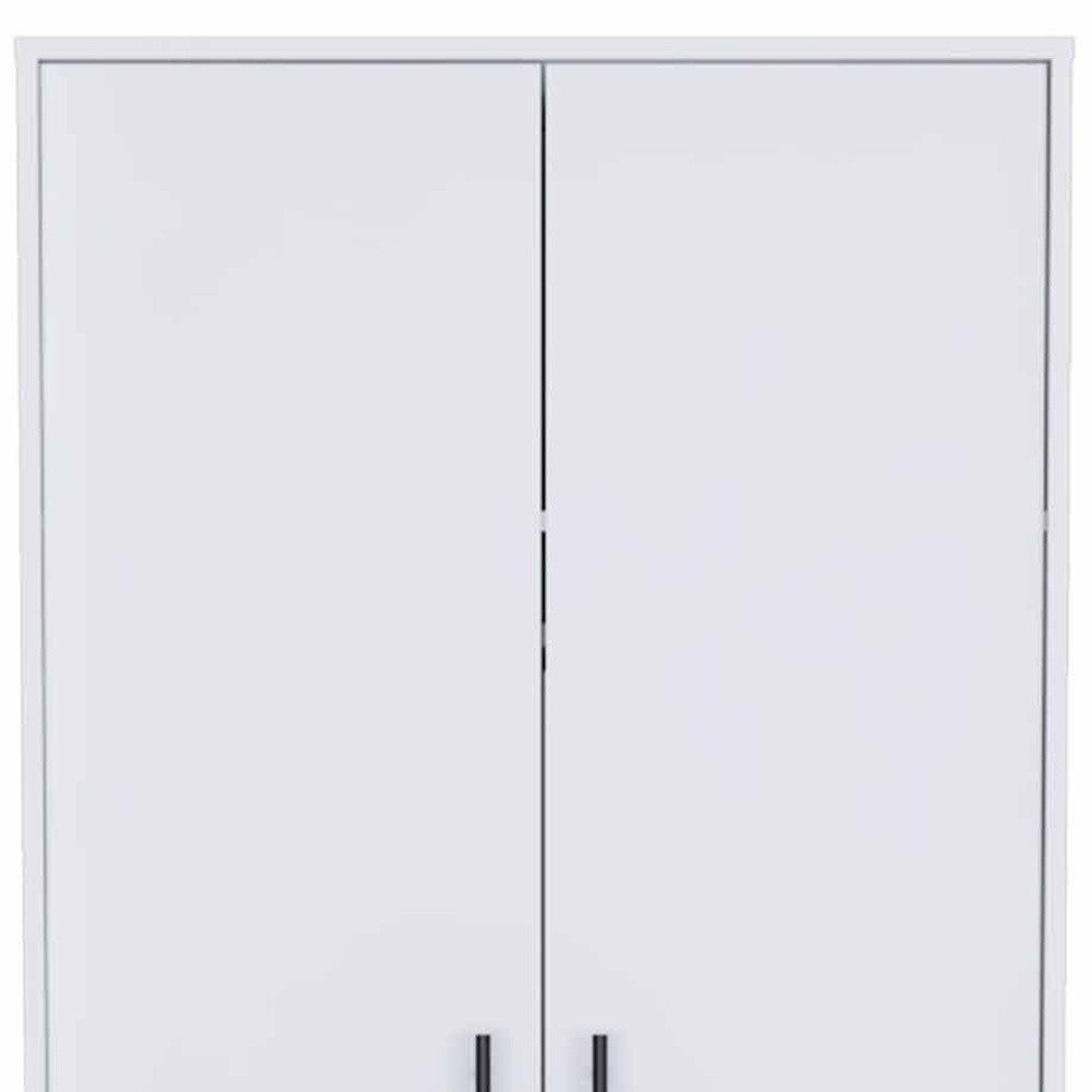 71" White Wood Two Door Single Drawer Combo Dresser