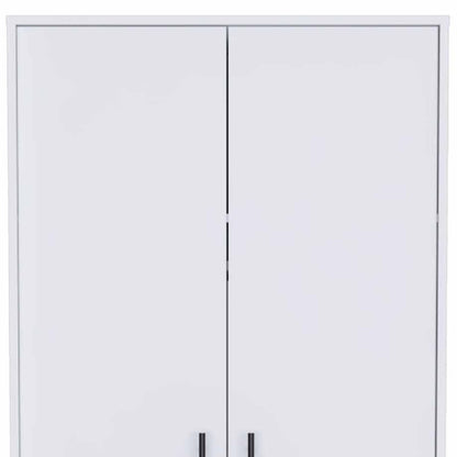 71" White Wood Two Door Single Drawer Combo Dresser