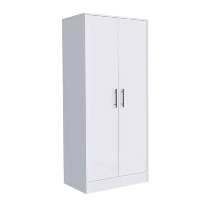 71" White Wood Two Door Single Drawer Combo Dresser