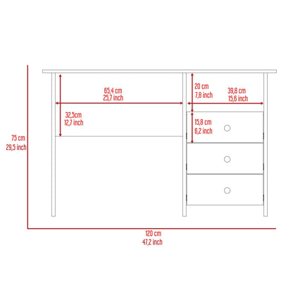 47" Light Gray and Brown Wood Computer Desk With Three Drawers