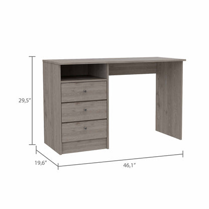 46" Light Gray and Brown Wood Computer Desk With Three Drawers