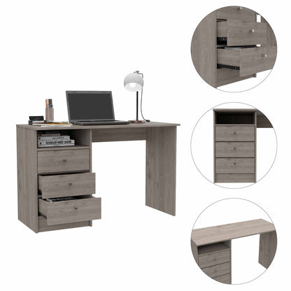 46" Light Gray and Brown Wood Computer Desk With Three Drawers