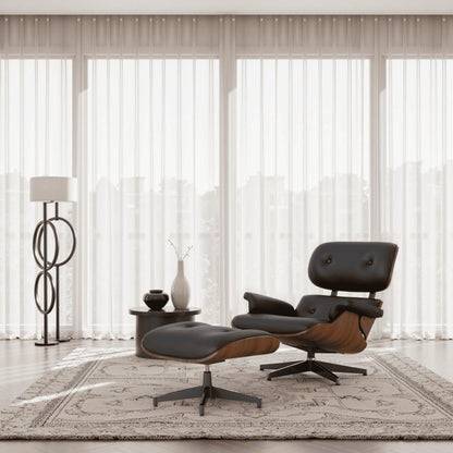 Recliner Chair With Ottoman, Lounge Chair With Wide Armrest, Mid Century Accent Chair With Heavy Duty Base Support