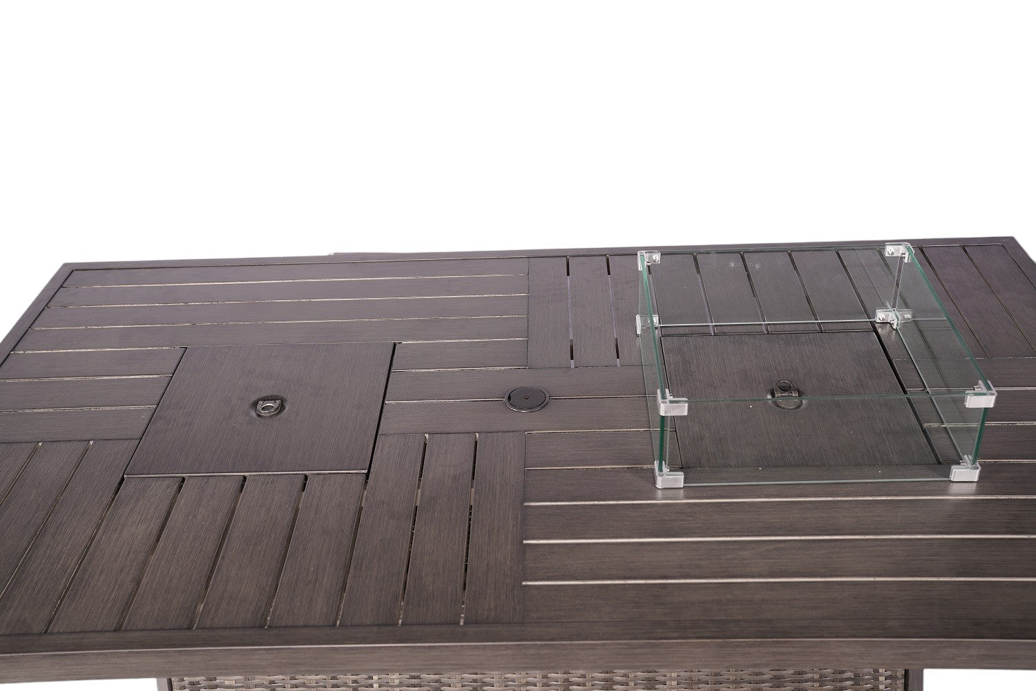 Gray Wicker Outdoor Gas Fire Pit Table with Ice Bucket