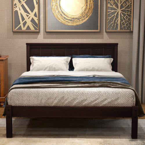 Platform Bed Frame With Headboard, Wood Slat Support, No Box Spring Needed,Twin, Espresso