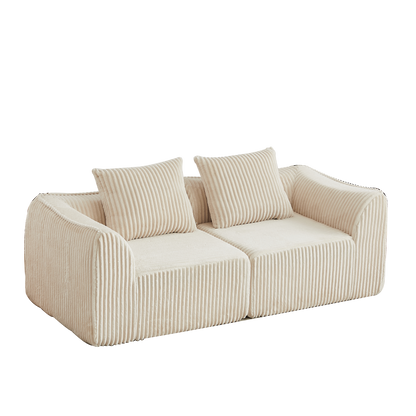 Minimalist Corduroy Sofa Featuring Curved Lines