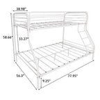 Twin-Over-Full Metal Bunk Bed, Heavy Duty Bunk Bed,Easy Assembly With Enhanced Upper-Level Guardrail, White