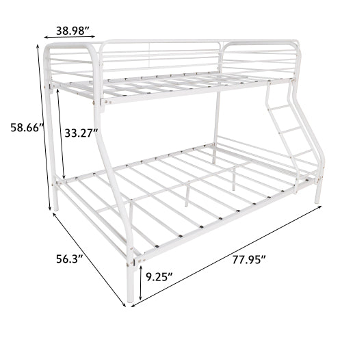 Twin-Over-Full Metal Bunk Bed, Heavy Duty Bunk Bed,Easy Assembly With Enhanced Upper-Level Guardrail, White
