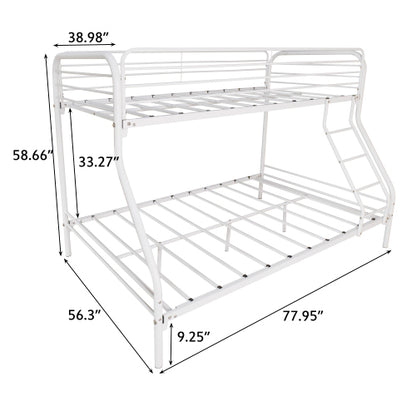 Twin-Over-Full Metal Bunk Bed, Heavy Duty Bunk Bed,Easy Assembly With Enhanced Upper-Level Guardrail, White