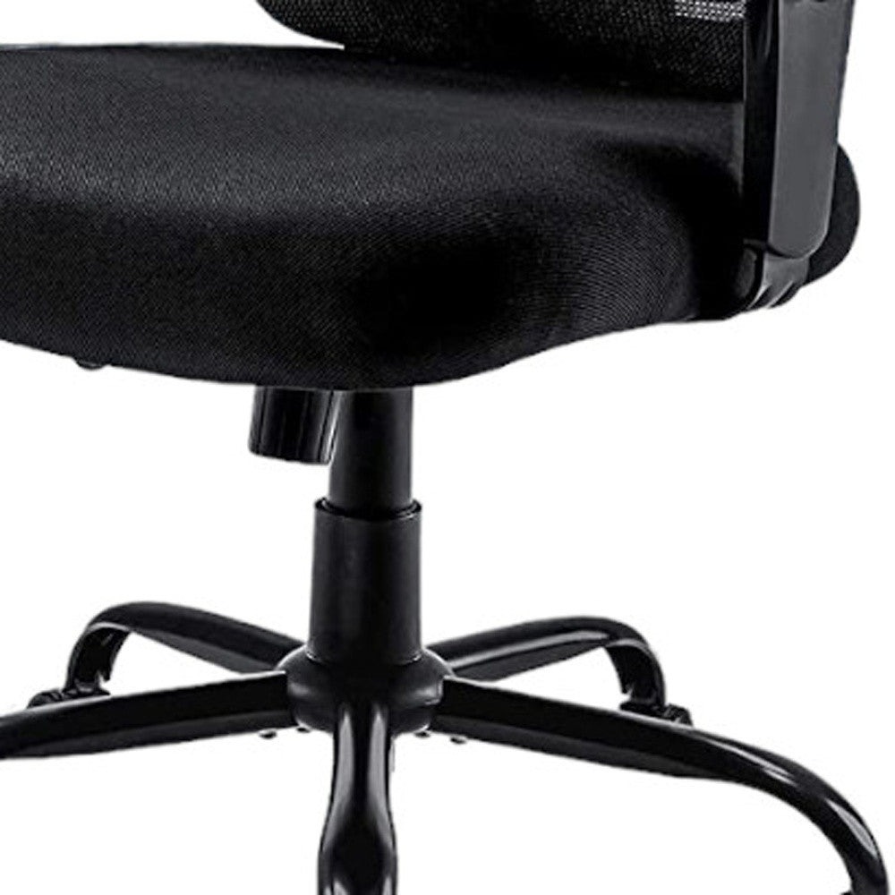 Black Fabric Mesh and Steel Adjustable Swivel Rolling Executive Office Chair