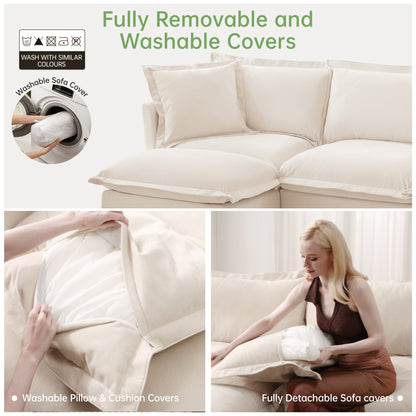 Slipcovered U Shape Sectional Wide and Deep Seat Sofa Couch