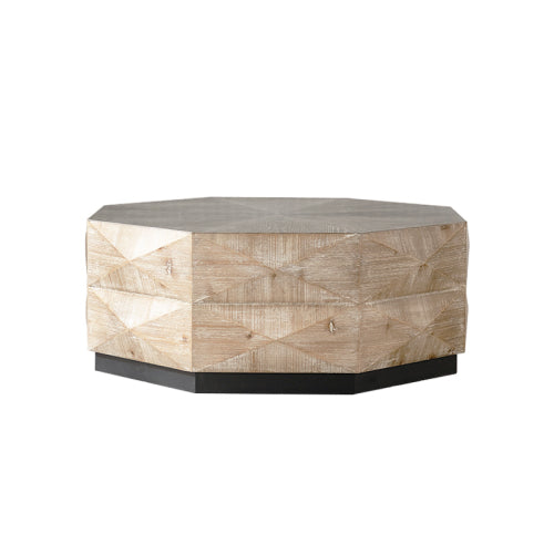 Octagon Coffee Table,38 Retro Style Wood Center Table With Three-Dimensional Embossed Pattern,Rustic Cocktail Table Center Large Circle Coffee Table For Living Room Home