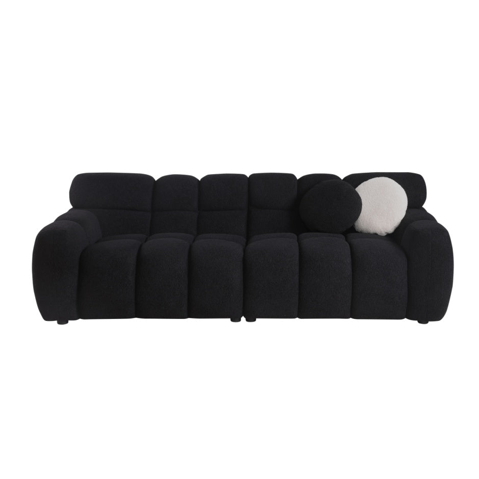 87.4 Length ,35.83inch Deepth ,human Body Structure For USA People, Marshmallow Sofa,boucle Sofa ,3 Seater, Black BOUCLE