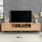Rattan TV Stand For TVs Up To 85'', Modern Farmhouse Media Console Center