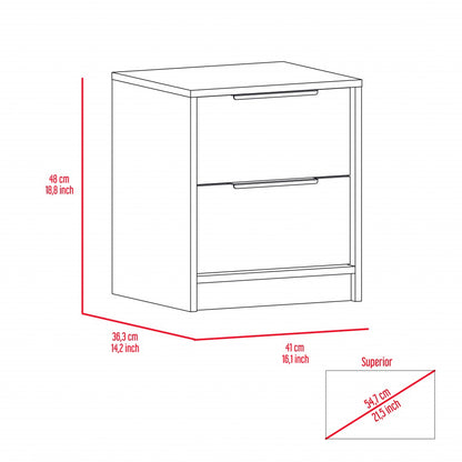 19" Wood Two Drawer Nightstand
