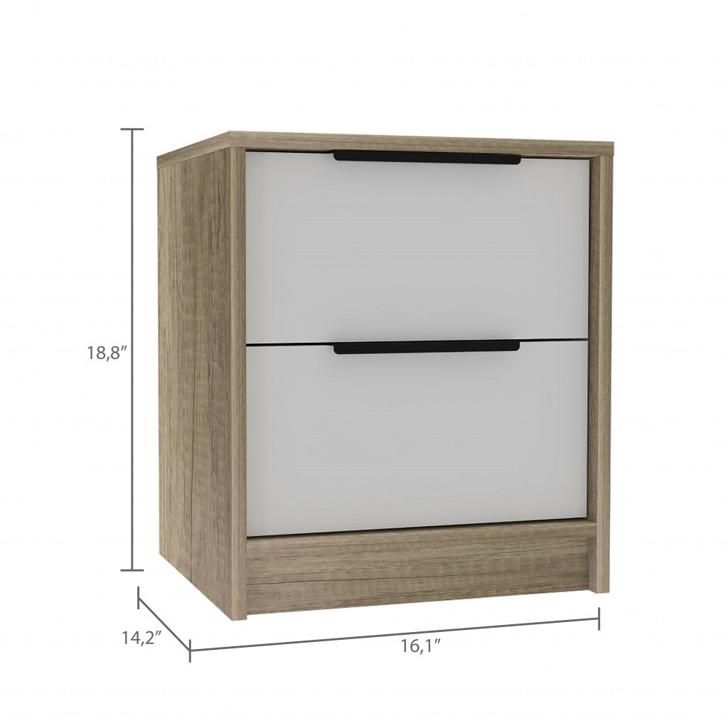 19" Wood Two Drawer Nightstand