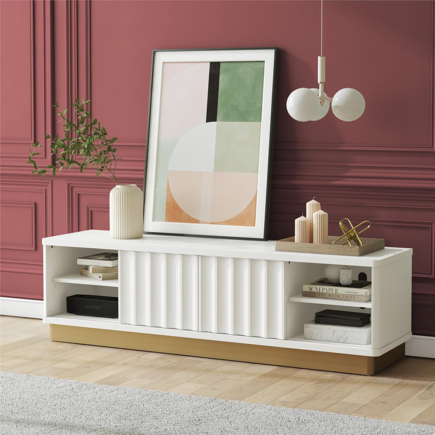 Rene Modern Scalloped TV Stand For TVs Up To 65inch