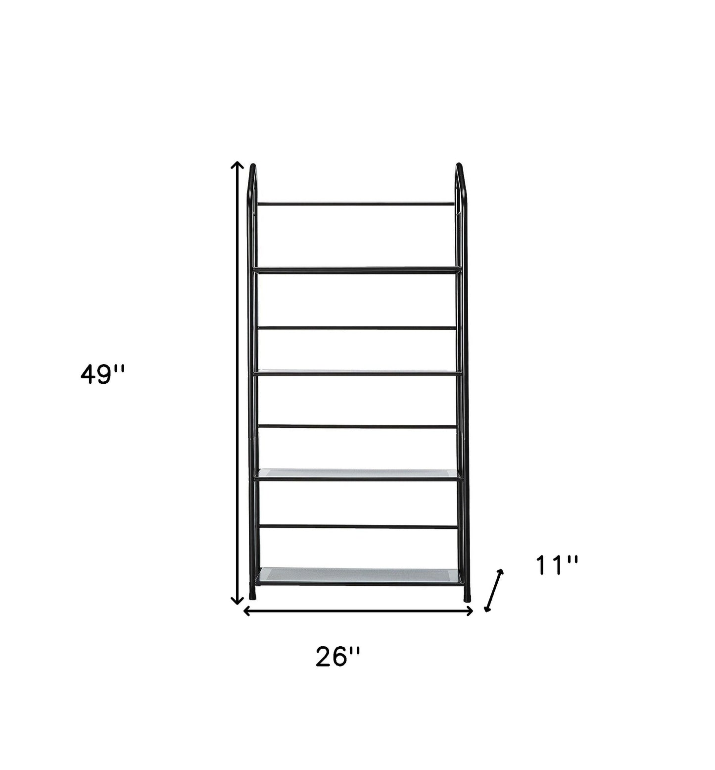 49" Black Metal Four Tier Bookcase