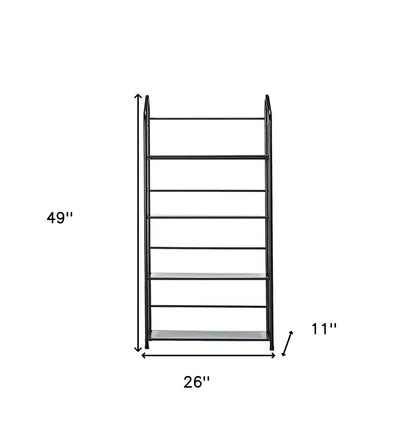 49" Black Metal Four Tier Bookcase