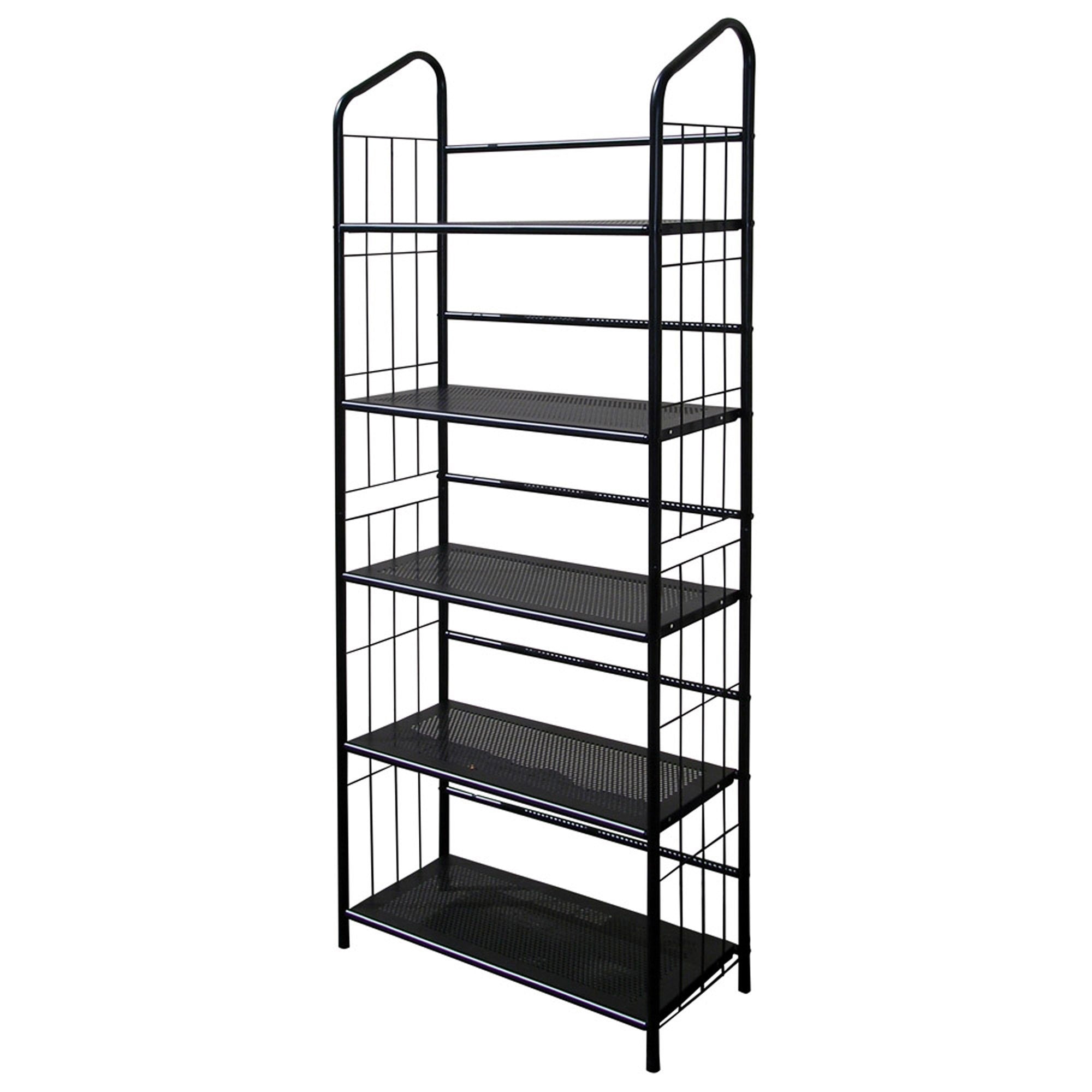 64" Black Metal Five Tier Bookcase