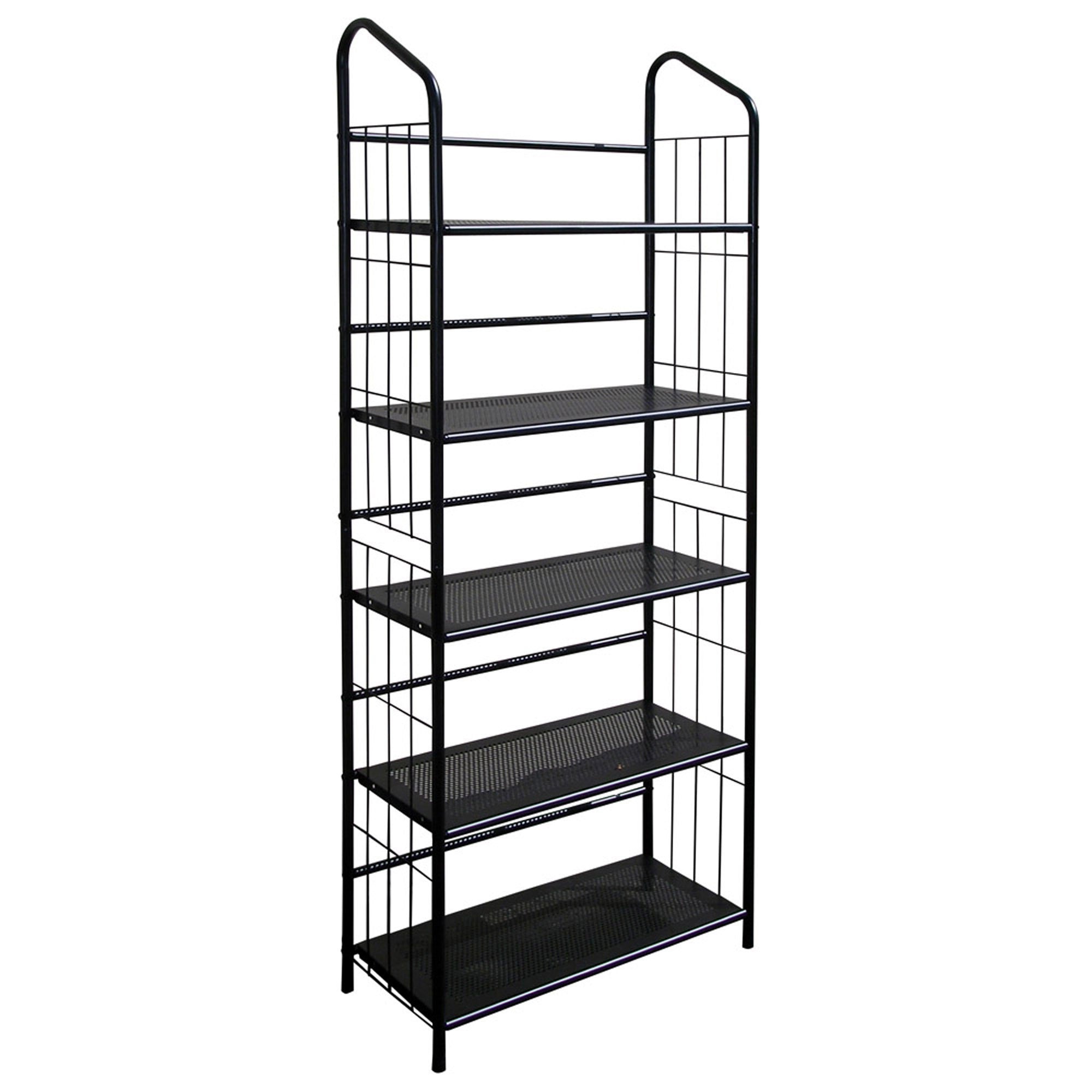 64" Black Metal Five Tier Bookcase