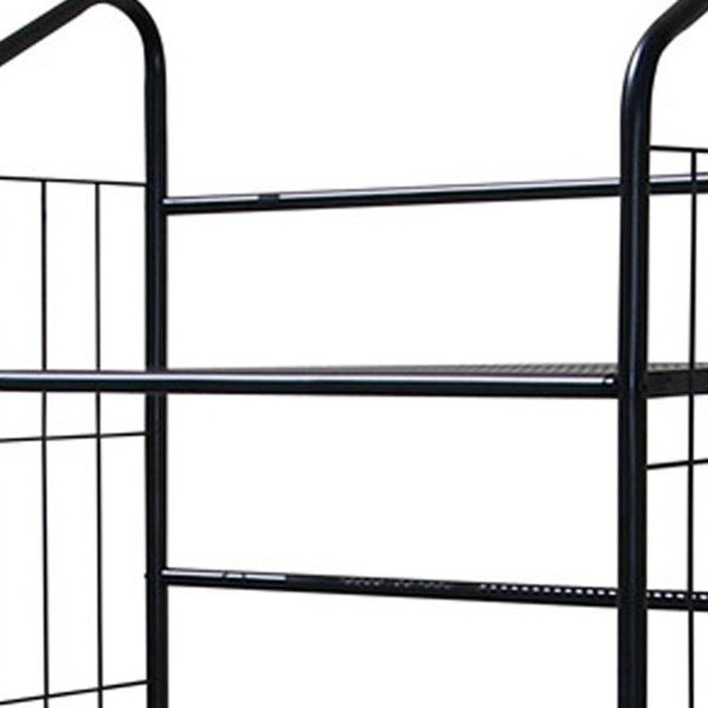 64" Black Metal Five Tier Bookcase