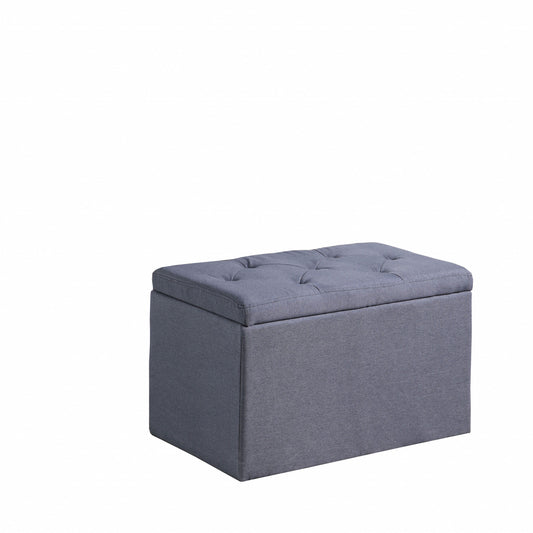 17" Dark Gray Linen Tufted Storage Ottoman