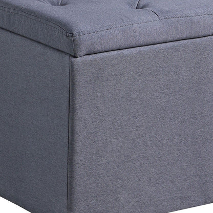 17" Dark Gray Linen Tufted Storage Ottoman