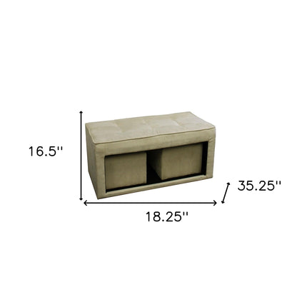 Beige Storage Bench and Ottoman Set