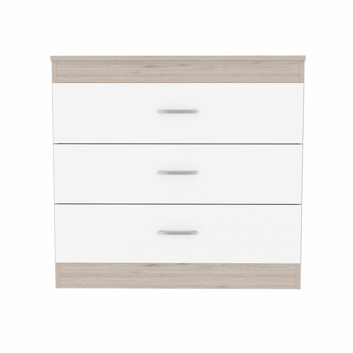 29" Light Gray and White Three Drawer Dresser