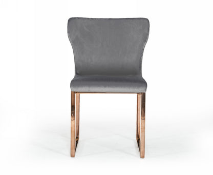 Gray and Gold Upholstered Fabric Wing Back Dining Side Chair