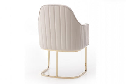Gray and Gold Upholstered Fabric Dining Arm Chair