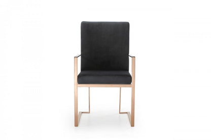 Black and Gold Upholstered Fabric Dining Arm Chair