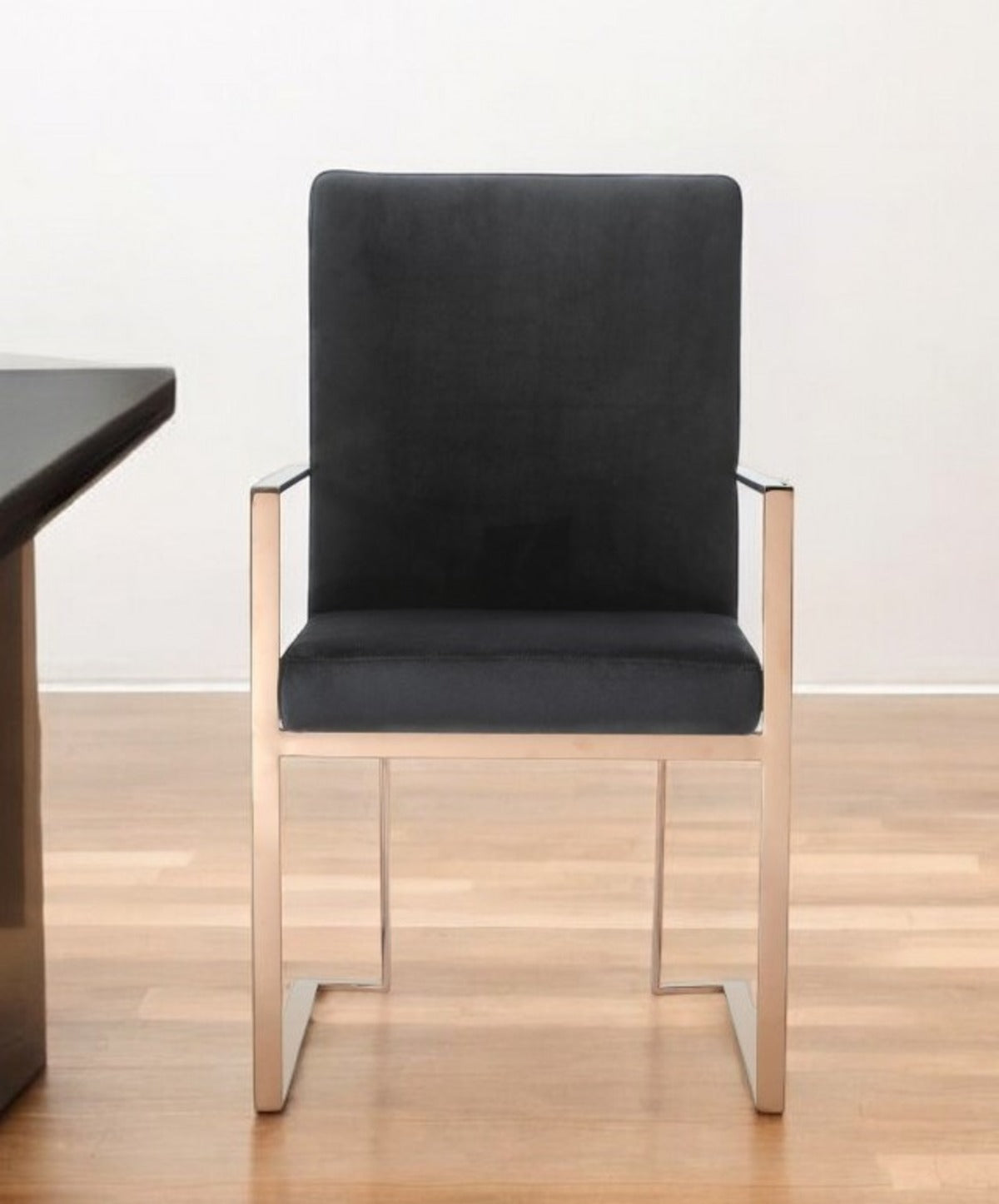 Black and Gold Upholstered Fabric Dining Arm Chair