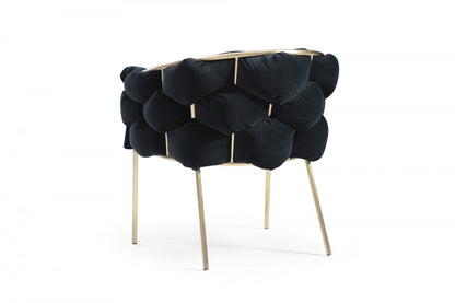 Black and Brass Upholstered Fabric Dining Arm Chair