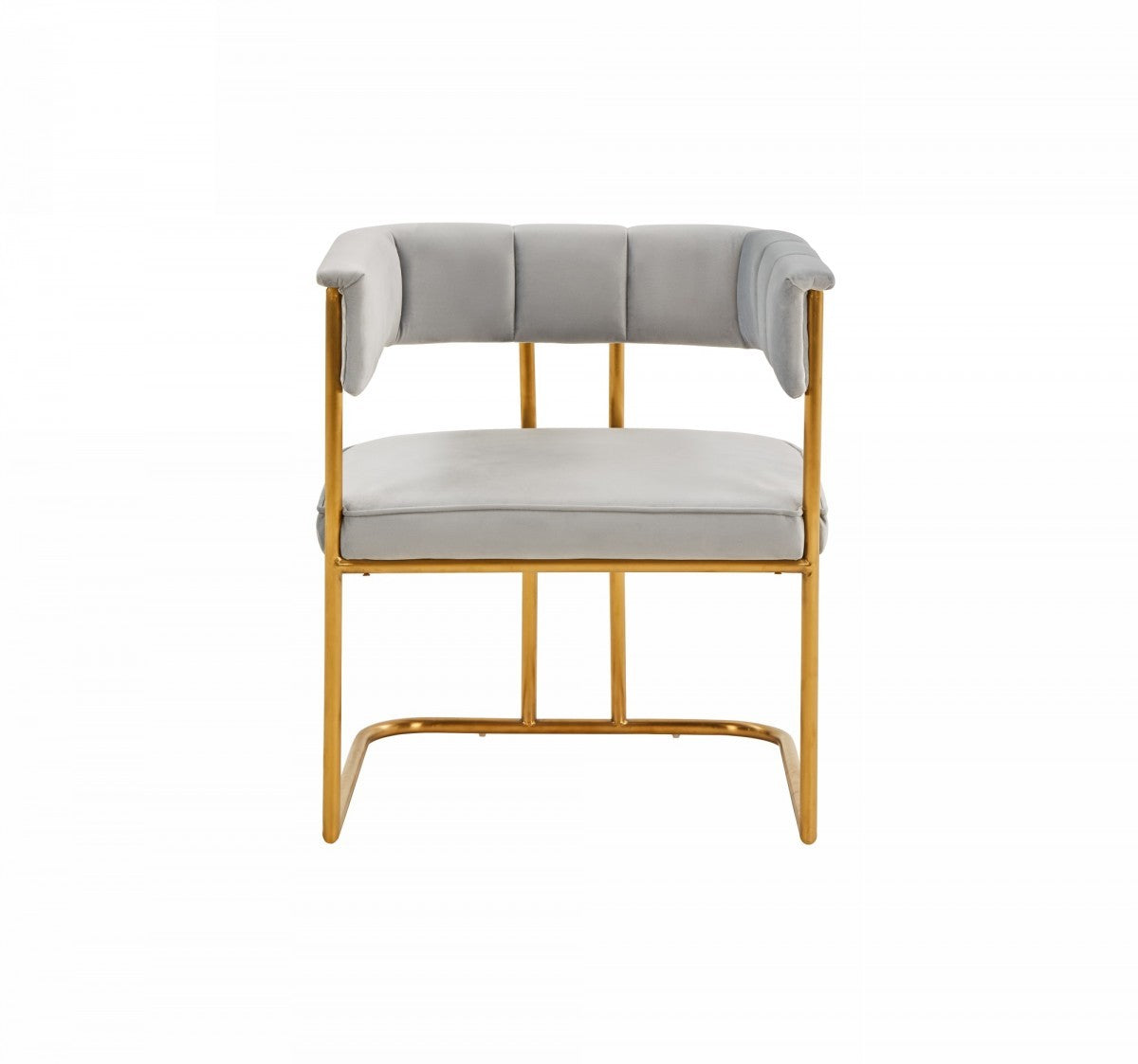 Gray and Gold Upholstered Fabric Dining Arm Chair