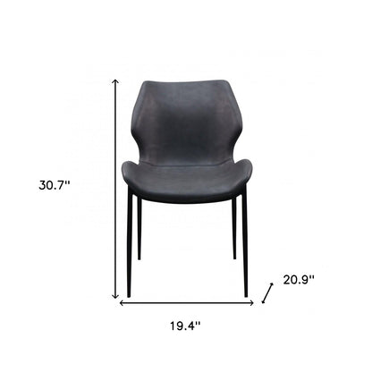 Set of Two Gray and Black Upholstered Faux Leather Wing Back Dining Side Chairs